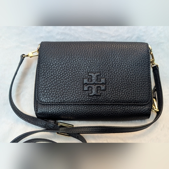 Tory Burch Thea Bag 7.75" x 6" compact crossbody Lay flat Style dark Navy - Picture 2 of 10